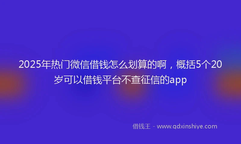 2025年热门微信借钱怎么划算的啊，概括5个20岁可以借钱平台不查征信的app