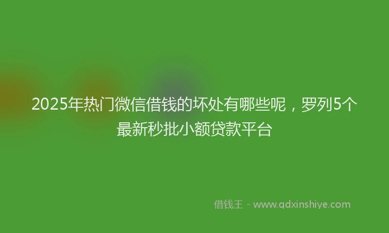 2025年热门微信借钱的坏处有哪些呢，罗列5个最新秒批小额贷款平台