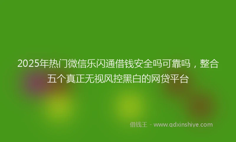 2025年热门微信乐闪通借钱安全吗可靠吗，整合五个真正无视风控黑白的网贷平台