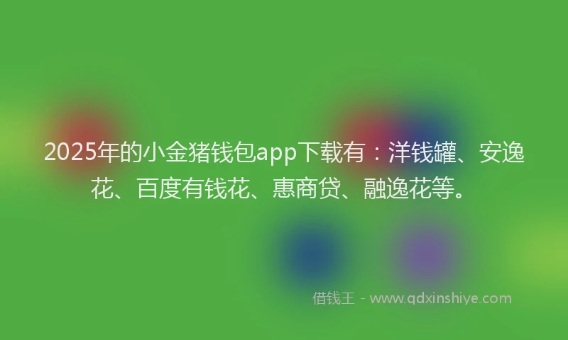 2025年的小金猪钱包app下载有：洋钱罐、安逸花、百度有钱花、惠商贷、融逸花等。