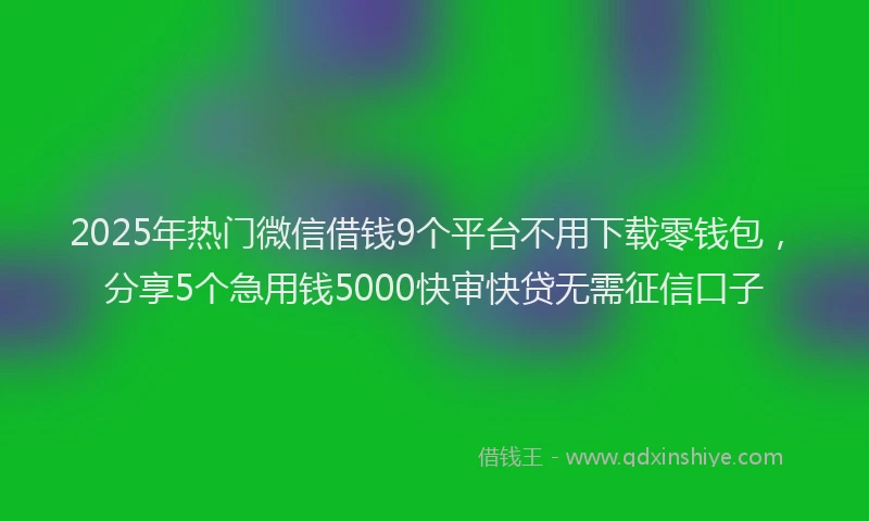 2025年热门微信借钱9个平台不用下载零钱包，分享5个急用钱5000快审快贷无需征信口子