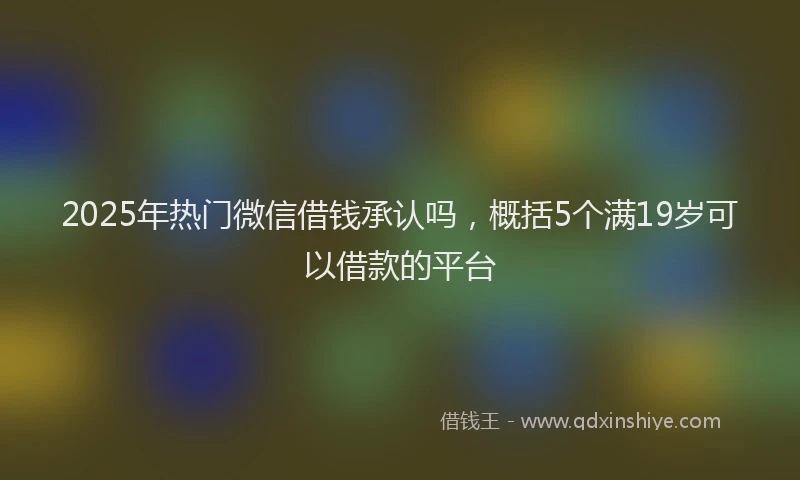 2025年热门微信借钱承认吗，概括5个满19岁可以借款的平台