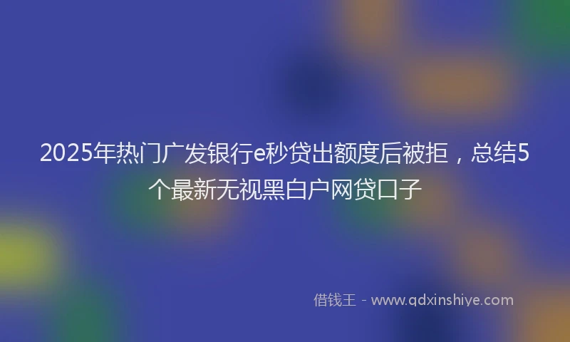 2025年热门广发银行e秒贷出额度后被拒，总结5个最新无视黑白户网贷口子