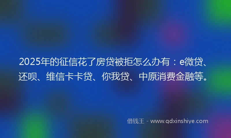 2025年的征信花了房贷被拒怎么办有：e微贷、还呗、维信卡卡贷、你我贷、中原消费金融等。