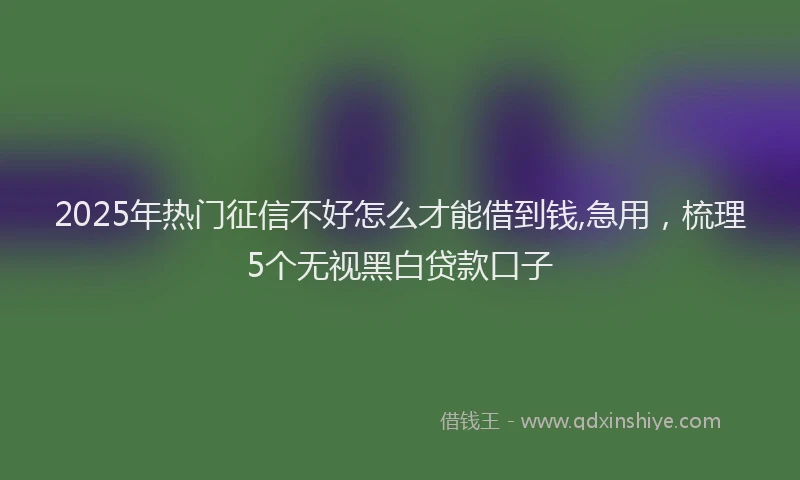 2025年热门征信不好怎么才能借到钱,急用，梳理5个无视黑白贷款口子