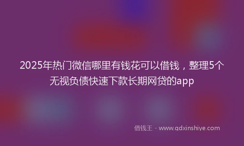 2025年热门微信哪里有钱花可以借钱，整理5个无视负债快速下款长期网贷的app