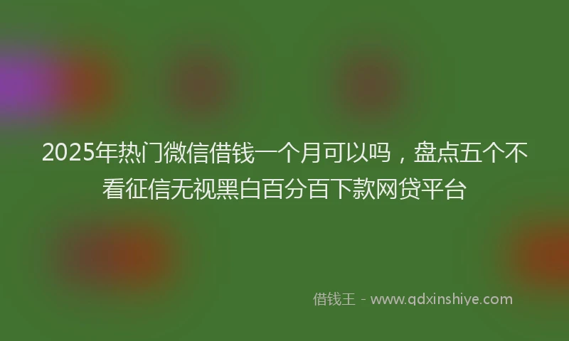 2025年热门微信借钱一个月可以吗，盘点五个不看征信无视黑白百分百下款网贷平台