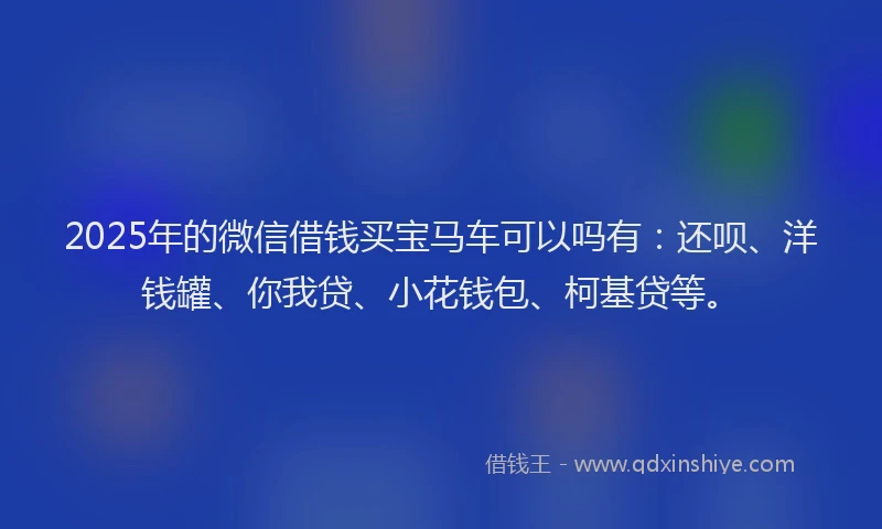 2025年的微信借钱买宝马车可以吗有：还呗、洋钱罐、你我贷、小花钱包、柯基贷等。
