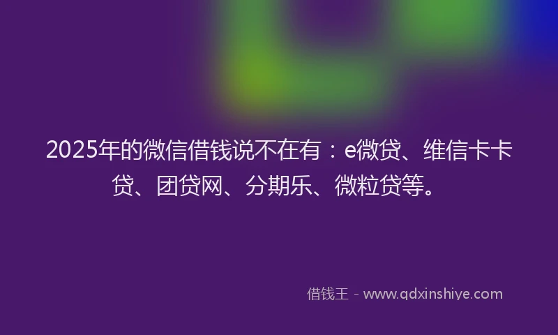 2025年的微信借钱说不在有：e微贷、维信卡卡贷、团贷网、分期乐、微粒贷等。