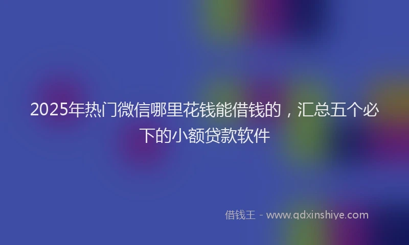 2025年热门微信哪里花钱能借钱的，汇总五个必下的小额贷款软件