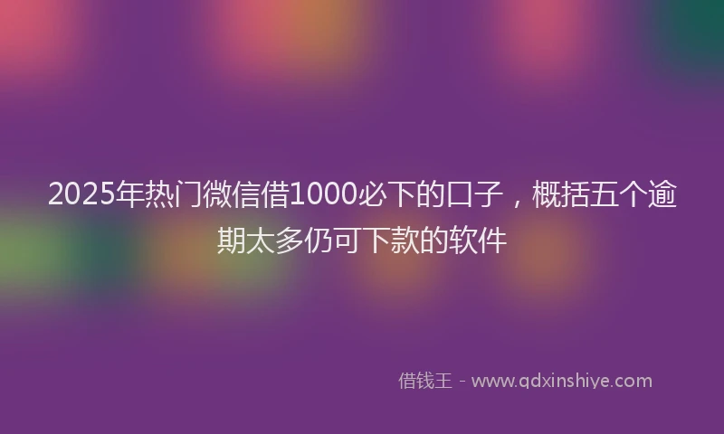 2025年热门微信借1000必下的口子，概括五个逾期太多仍可下款的软件