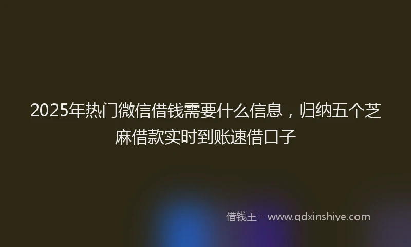 2025年热门微信借钱需要什么信息，归纳五个芝麻借款实时到账速借口子