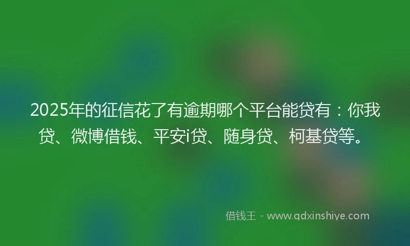 2025年的征信花了有逾期哪个平台能贷有：你我贷、微博借钱、平安i贷、随身贷、柯基贷等。
