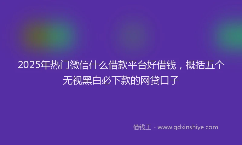 2025年热门微信什么借款平台好借钱，概括五个无视黑白必下款的网贷口子