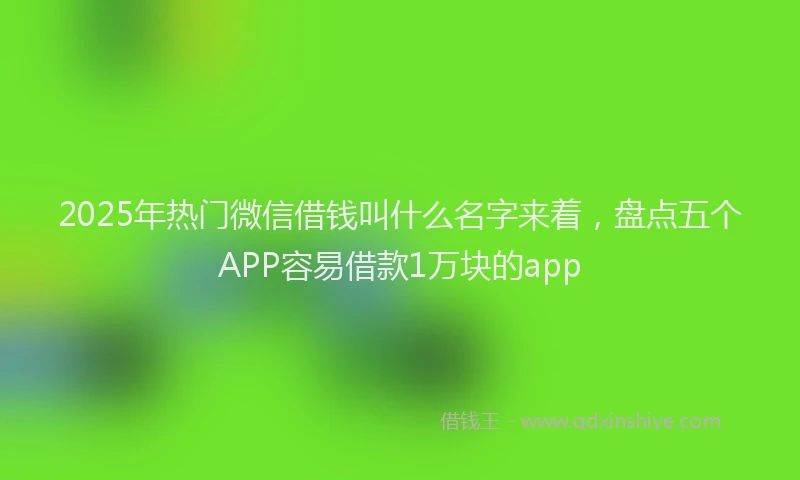 2025年热门微信借钱叫什么名字来着，盘点五个APP容易借款1万块的app