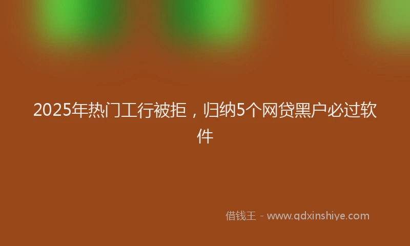 2025年热门工行被拒，归纳5个网贷黑户必过软件