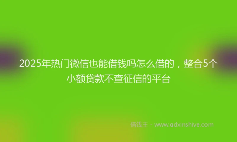 2025年热门微信也能借钱吗怎么借的，整合5个小额贷款不查征信的平台