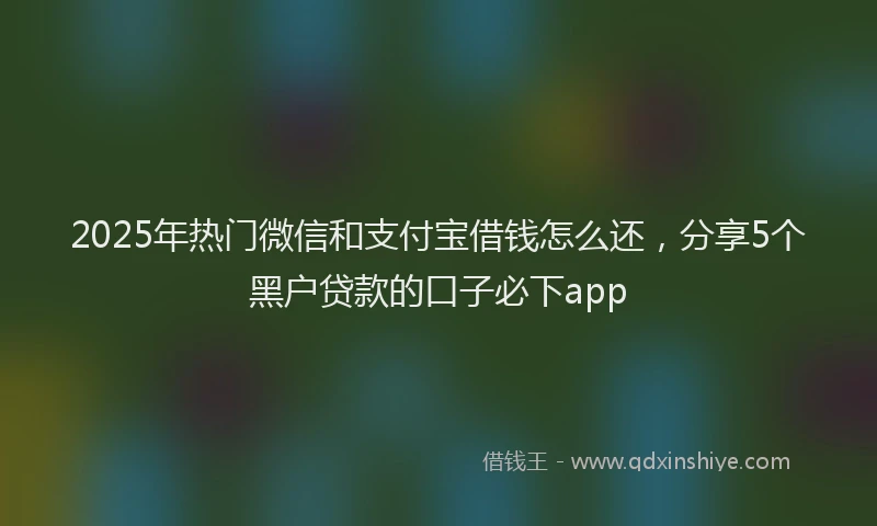 2025年热门微信和支付宝借钱怎么还，分享5个黑户贷款的口子必下app