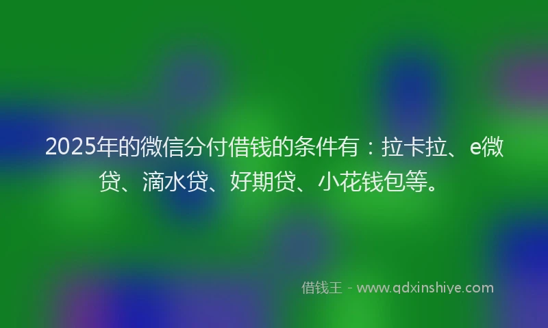 2025年的微信分付借钱的条件有：拉卡拉、e微贷、滴水贷、好期贷、小花钱包等。