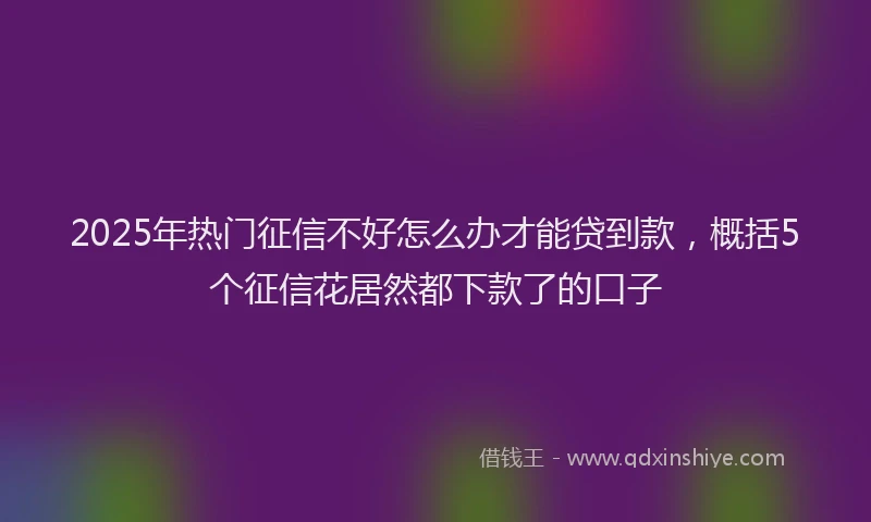 2025年热门征信不好怎么办才能贷到款，概括5个征信花居然都下款了的口子