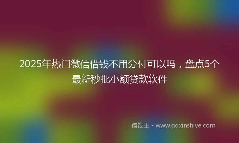 2025年热门微信借钱不用分付可以吗，盘点5个最新秒批小额贷款软件
