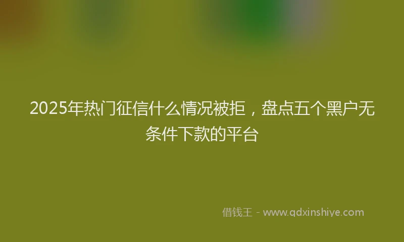 2025年热门征信什么情况被拒，盘点五个黑户无条件下款的平台