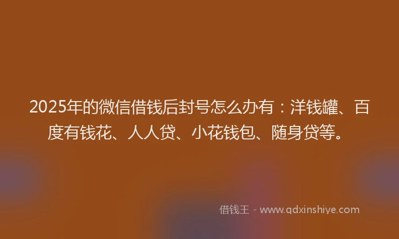 2025年的微信借钱后封号怎么办有：洋钱罐、百度有钱花、人人贷、小花钱包、随身贷等。
