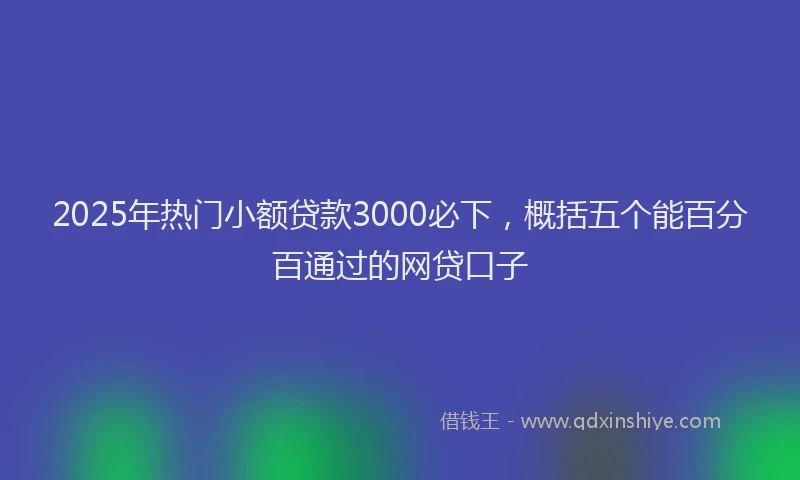 2025年热门小额贷款3000必下，概括五个能百分百通过的网贷口子
