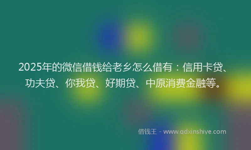 2025年的微信借钱给老乡怎么借有：信用卡贷、功夫贷、你我贷、好期贷、中原消费金融等。