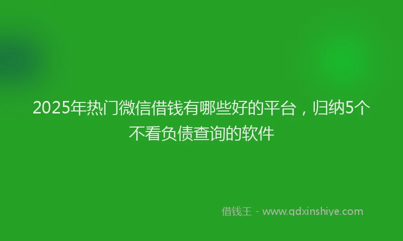 2025年热门微信借钱有哪些好的平台，归纳5个不看负债查询的软件