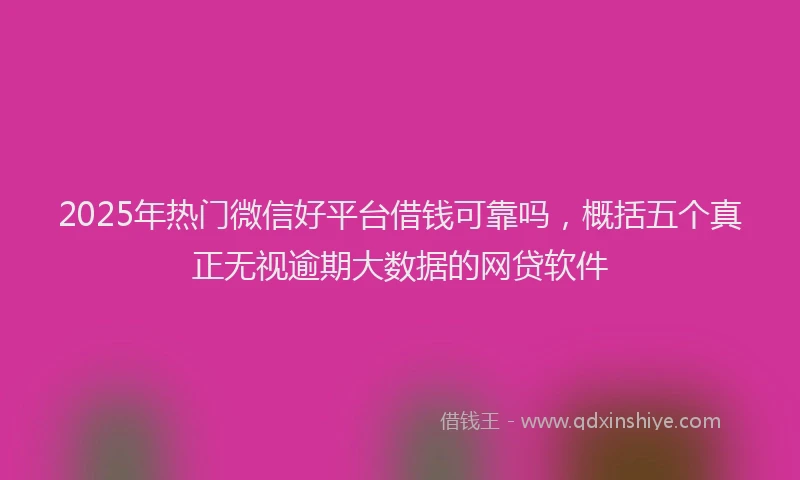 2025年热门微信好平台借钱可靠吗，概括五个真正无视逾期大数据的网贷软件