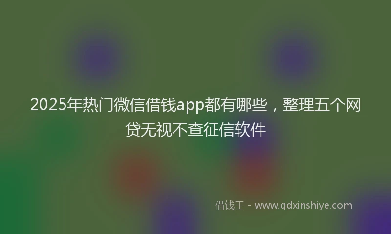 2025年热门微信借钱app都有哪些，整理五个网贷无视不查征信软件