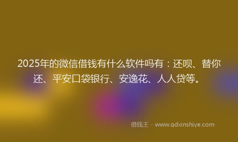 2025年的微信借钱有什么软件吗有：还呗、替你还、平安口袋银行、安逸花、人人贷等。