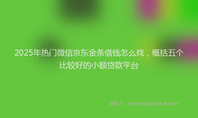 2025年热门微信京东金条借钱怎么找，概括五个比较好的小额贷款平台