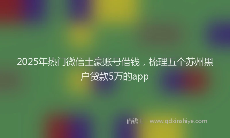 2025年热门微信土豪账号借钱，梳理五个苏州黑户贷款5万的app