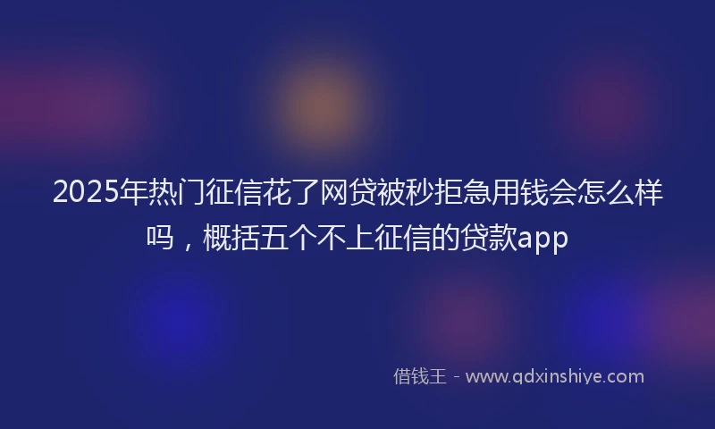 2025年热门征信花了网贷被秒拒急用钱会怎么样吗，概括五个不上征信的贷款app