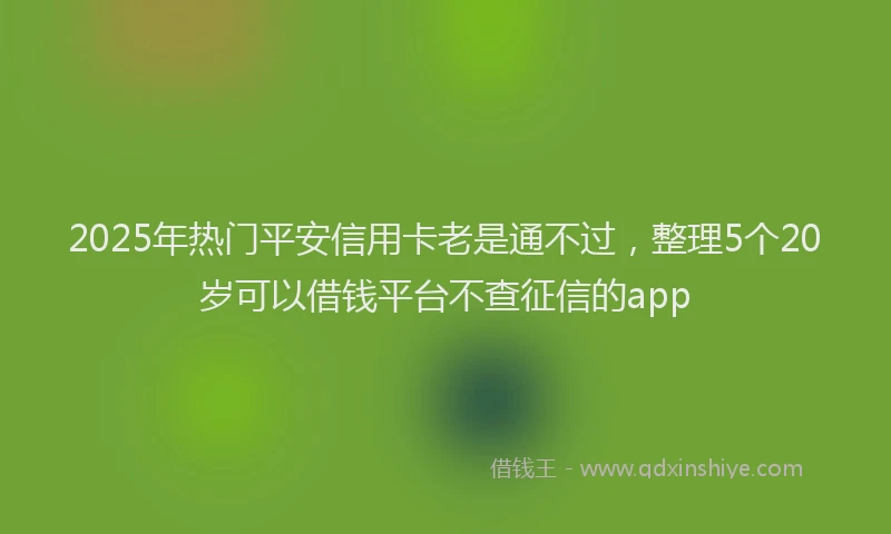 2025年热门平安信用卡老是通不过，整理5个20岁可以借钱平台不查征信的app