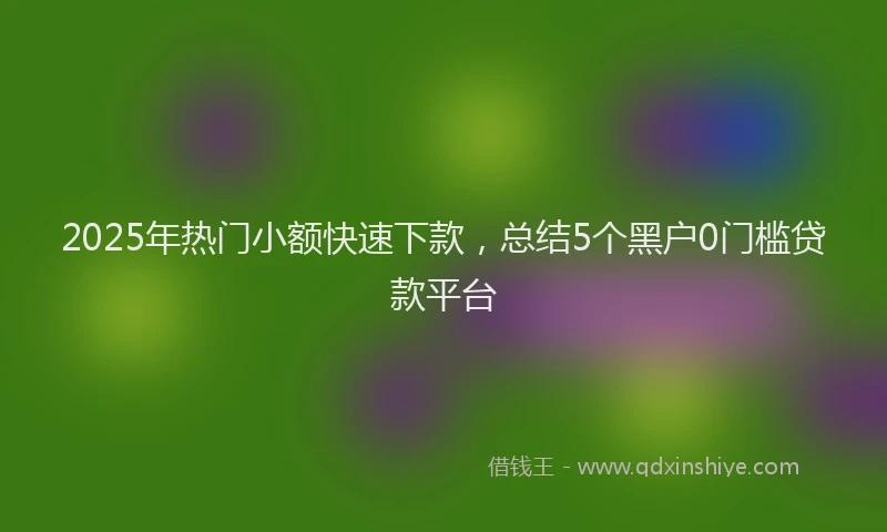 2025年热门小额快速下款，总结5个黑户0门槛贷款平台