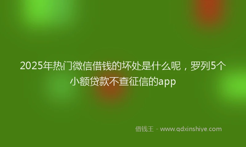 2025年热门微信借钱的坏处是什么呢，罗列5个小额贷款不查征信的app