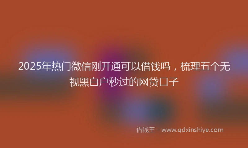 2025年热门微信刚开通可以借钱吗，梳理五个无视黑白户秒过的网贷口子