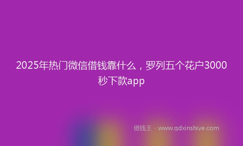 2025年热门微信借钱靠什么，罗列五个花户3000秒下款app
