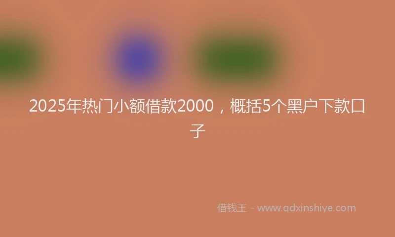 2025年热门小额借款2000，概括5个黑户下款口子