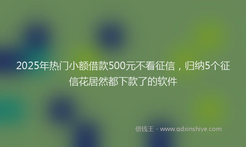 2025年热门小额借款500元不看征信，归纳5个征信花居然都下款了的软件