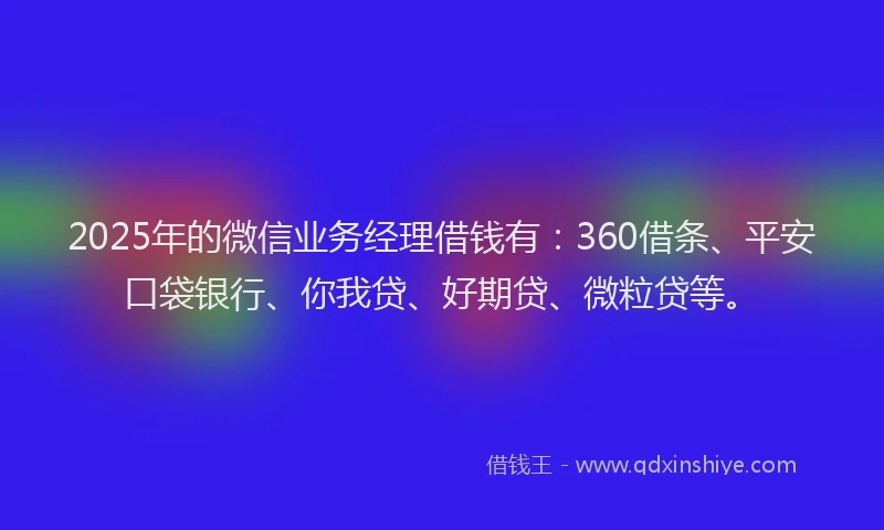 2025年的微信业务经理借钱有：360借条、平安口袋银行、你我贷、好期贷、微粒贷等。
