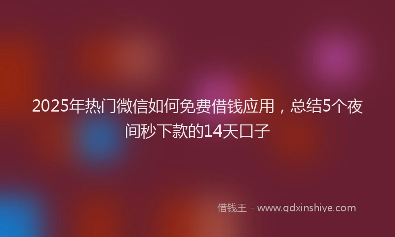 2025年热门微信如何免费借钱应用，总结5个夜间秒下款的14天口子