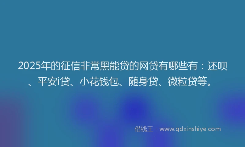 2025年的征信非常黑能贷的网贷有哪些有：还呗、平安i贷、小花钱包、随身贷、微粒贷等。