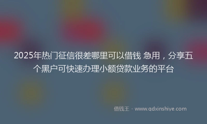 2025年热门征信很差哪里可以借钱 急用，分享五个黑户可快速办理小额贷款业务的平台