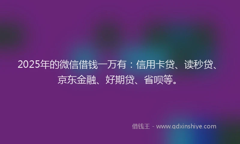 2025年的微信借钱一万有：信用卡贷、读秒贷、京东金融、好期贷、省呗等。