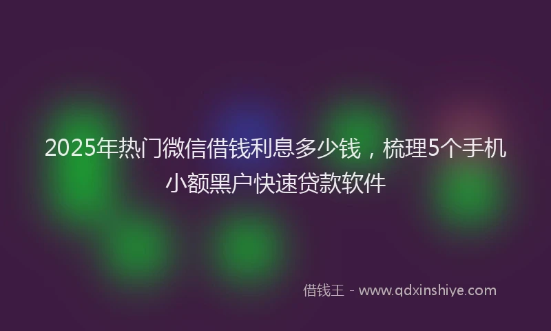 2025年热门微信借钱利息多少钱，梳理5个手机小额黑户快速贷款软件