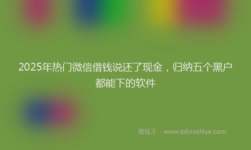 2025年热门微信借钱说还了现金，归纳五个黑户都能下的软件